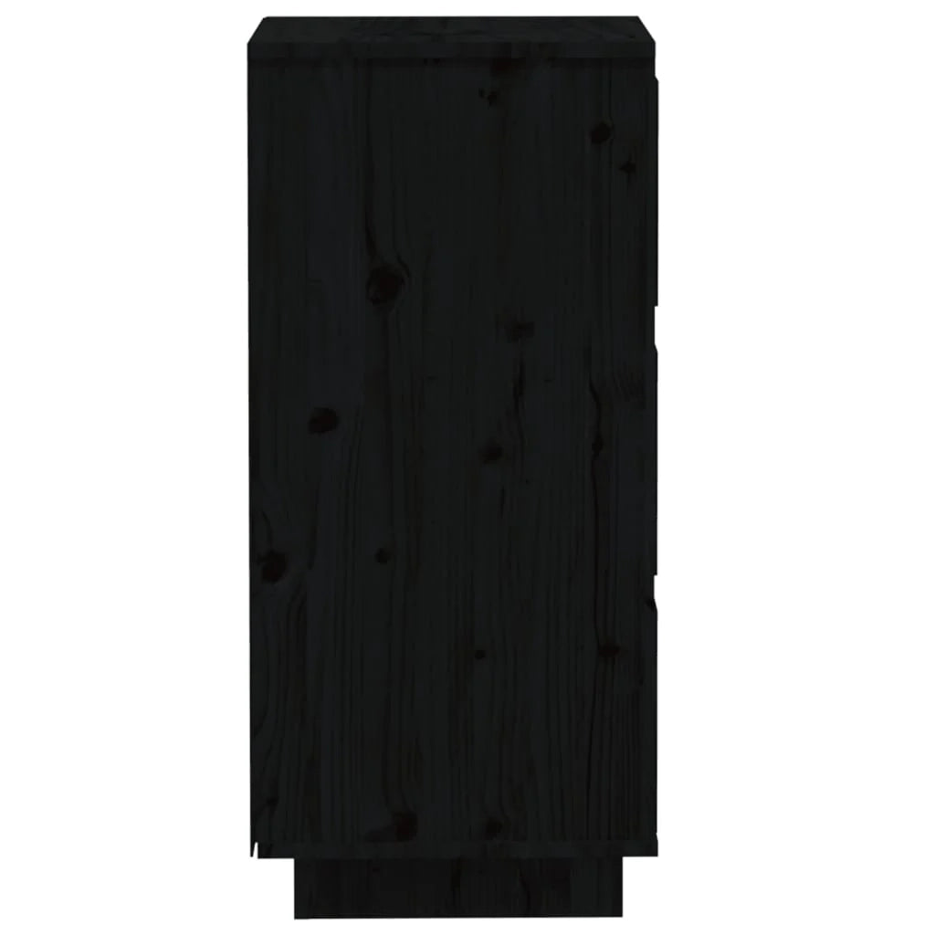 Buffet credenza cassettiera armadio mobile contenitore organizer per cucina soggiorno salotti set da 2 32 x 34 x 75 cm legno massello di pino nero 02_0036896