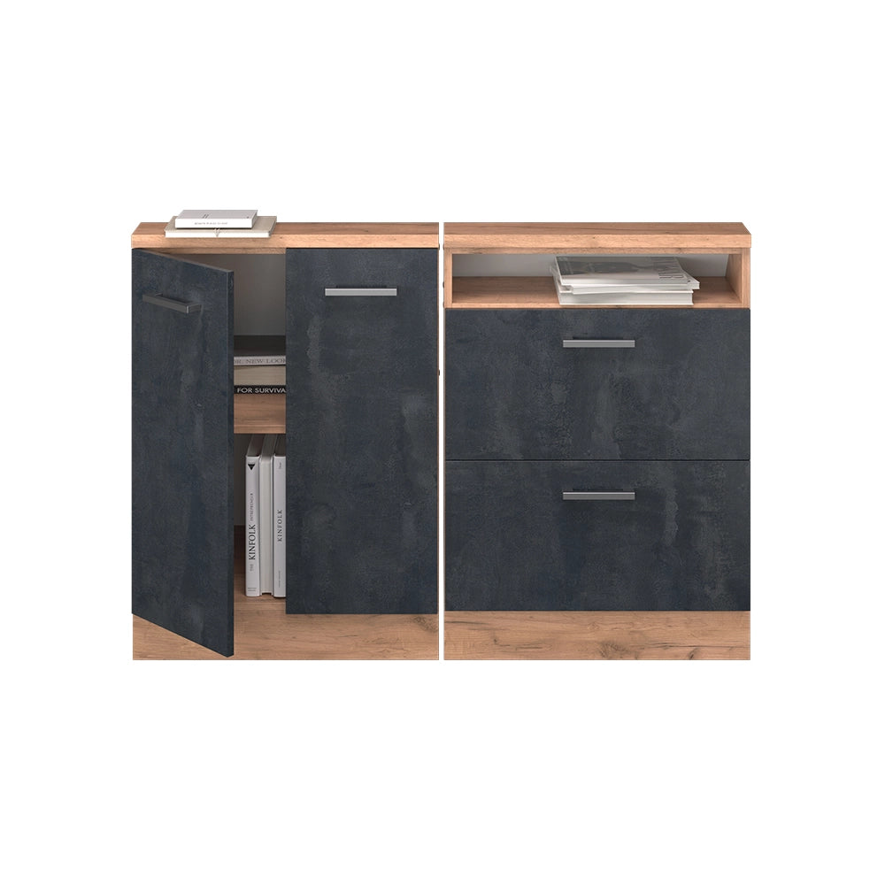 Set di mobili sottotetto Rion Calce nera/Rovere dorato Set di 2 Vicco