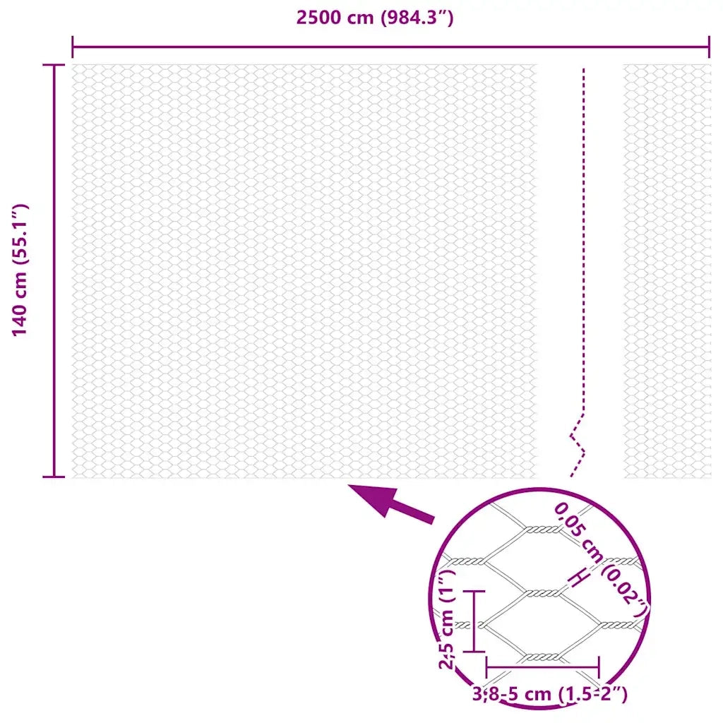 Recinzione Esagonale Argento 1,4 x 25 m Acciaio zincato 42005690
