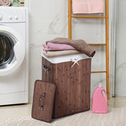 Portabiancheria pieghevole con coperchio in bambù, 72L, 40x30x60 cm, marrone scuro