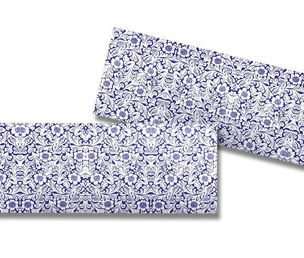FIORI SU FONDO BLU - Pellicola stampata adesiva in PVC finitura opaca Misura: 100x500 cm