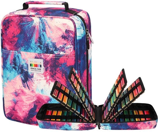 Etui XXL grande con 270 contenitori per matite, astuccio impermeabile per matite acquerello, pennarelli e matite gommose (fuochi d'artificio)