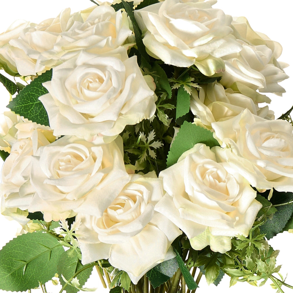 Bouquet di fiori artificiali Rose bianche Composizione decorativa artificiale 55 cm Decorazione da tavolo fatta a mano Soggiorno Sala da pranzo