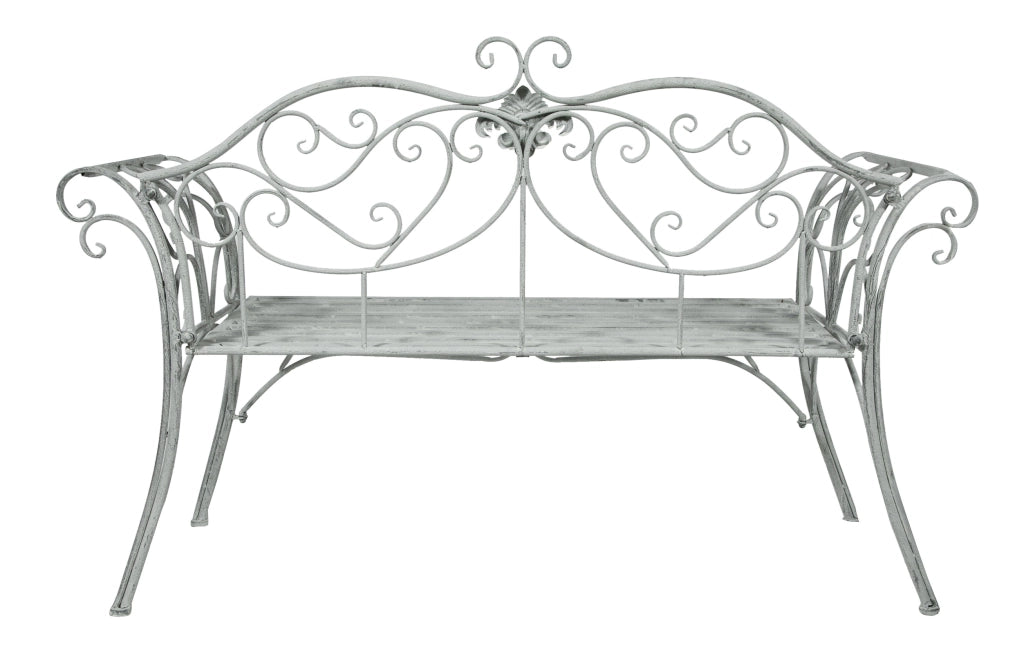Biscottini Divanetto panca sedia seduta poltrona in ferro finitura grigia anticata L133xPR47xH90 cm
