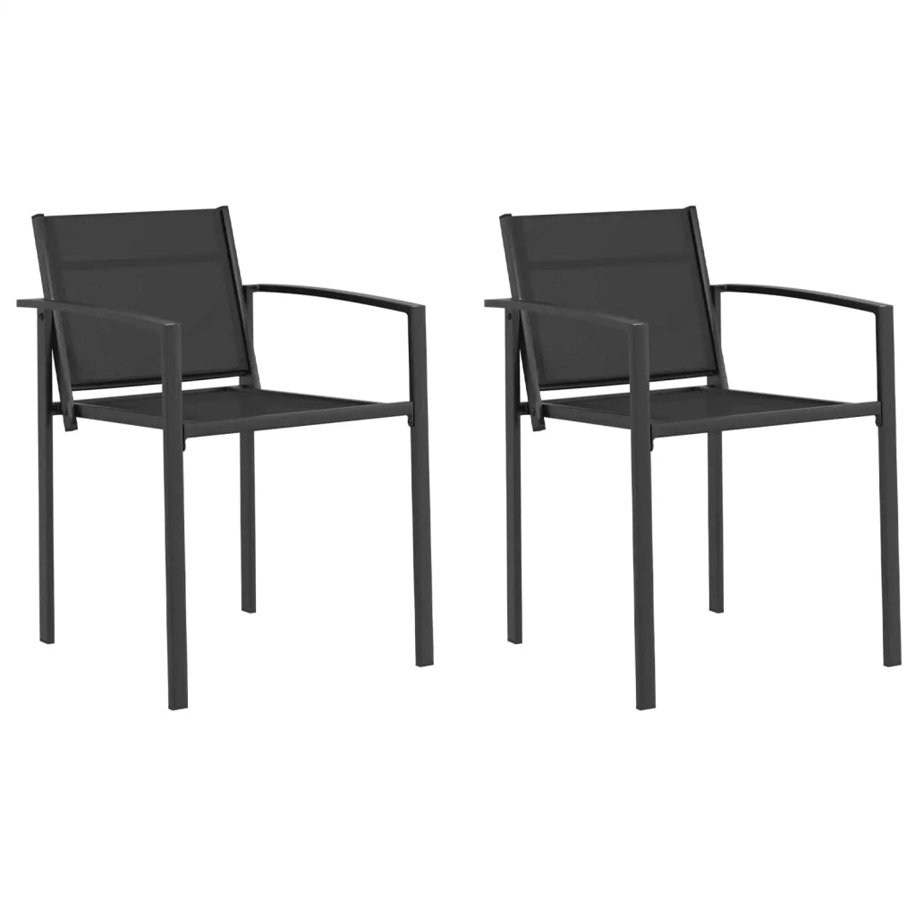 Sedie da giardino 2 pcs Nero e antracite 53,5 x 59 x 77 cm