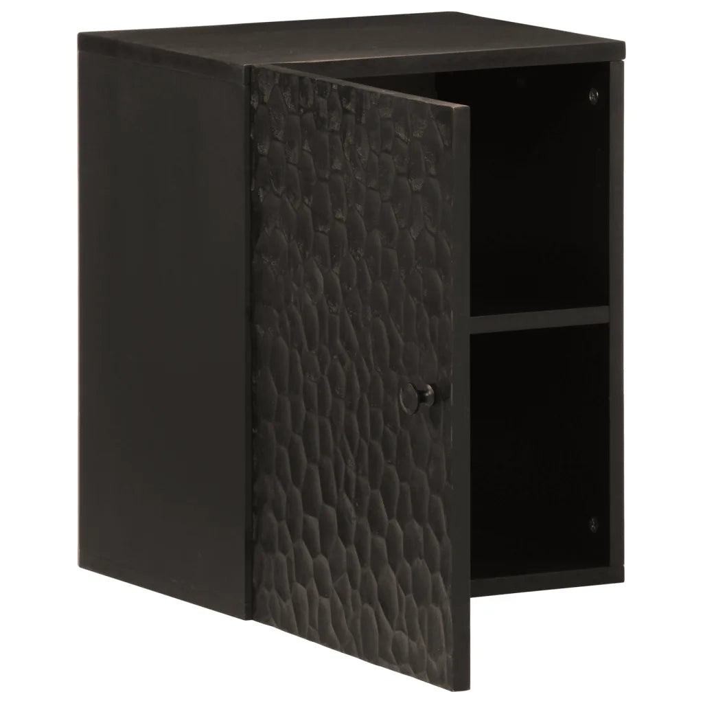 Mobile da Bagno a Parete Nero 38x33x48 cm Legno Massello Mango 356839