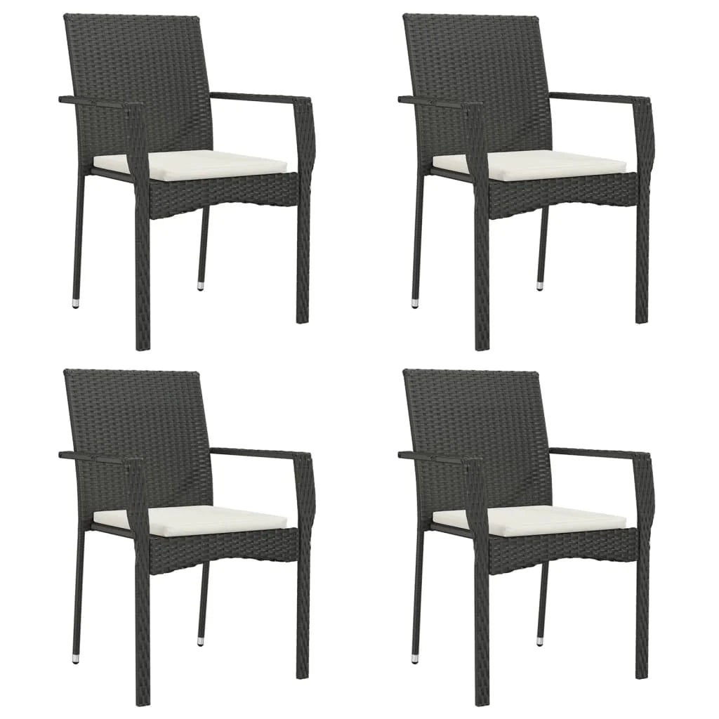 Set da pranzo da giardino in vimini di resina nera da 5 pezzi e cuscini 02_0014876