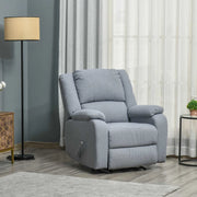 Poltrona relax reclinabile con poggiapiedi e tasca laterale, grigio chiaro, in poliestere, struttura in acciaio, 87 x 96 x 98 cm