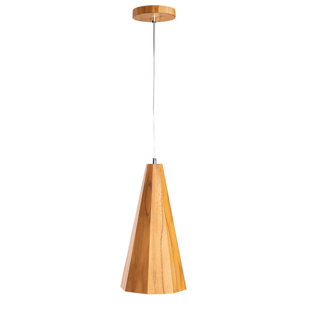 Lampada a sospensione conica teak Angular Quintiesse E27