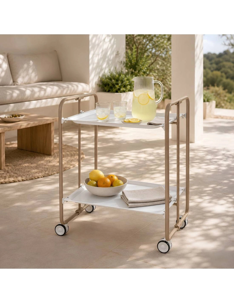 Carrello da cucina pieghevole sabbia con ruote BAUHAUS 2 ripiani