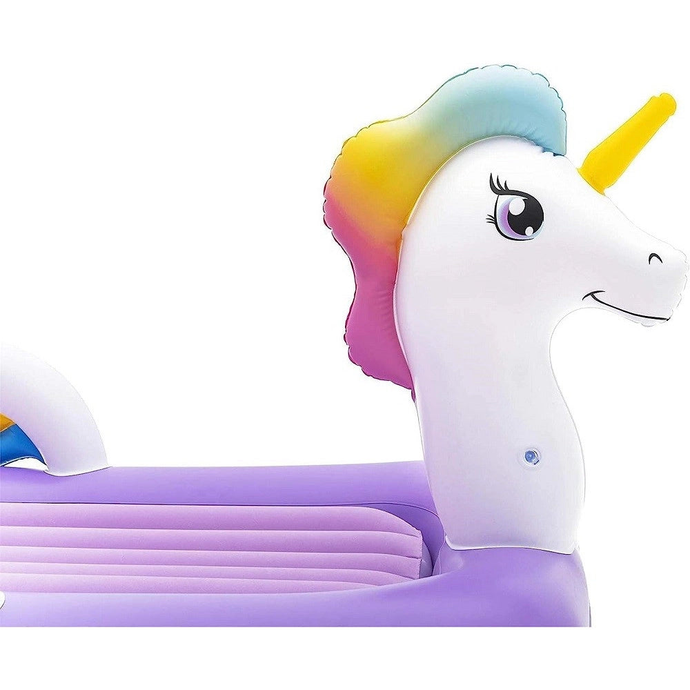 Trade Shop - Lettino Gonfiabile Per Bambini Unicorno 196x104x84 Cm Materasso Floccato 67713 -