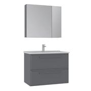 Set mobile lavabo con specchio (2 pezzi) "Nuvola 80 v2" - 80 x 50 x 62 cm - Grigio