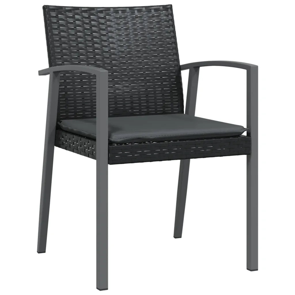 Set Pranzo da Giardino 3pz con Cuscini in Polyrattan e Acciaio