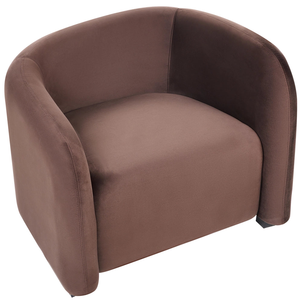 Set moderno ed elegante imbottito per salotto Divano e poltrone Schienale curvo Velluto Marrone scuro