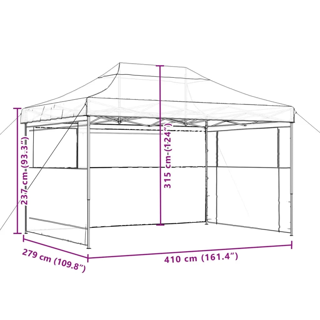 Tendone per Feste Pieghevole Pop-Up con 3 Pareti Terracotta 4005021