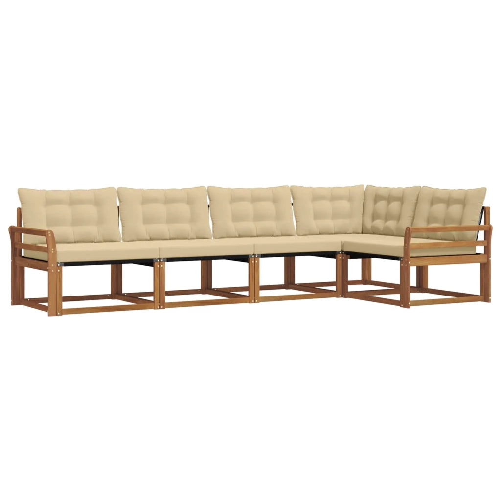 Set di divani da esterno con cuscino 5 pcs Naturale e Beige 3369460