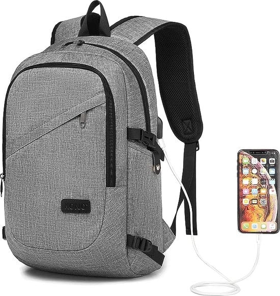 Zaino portatile anti-furto, viaggio, zaino per laptop aziendale, borsa con porta USB per ricarica, zaino leggero per laptop, borsa impermeabile per scuola per uomo e donna, adatto per 15,6 pollici