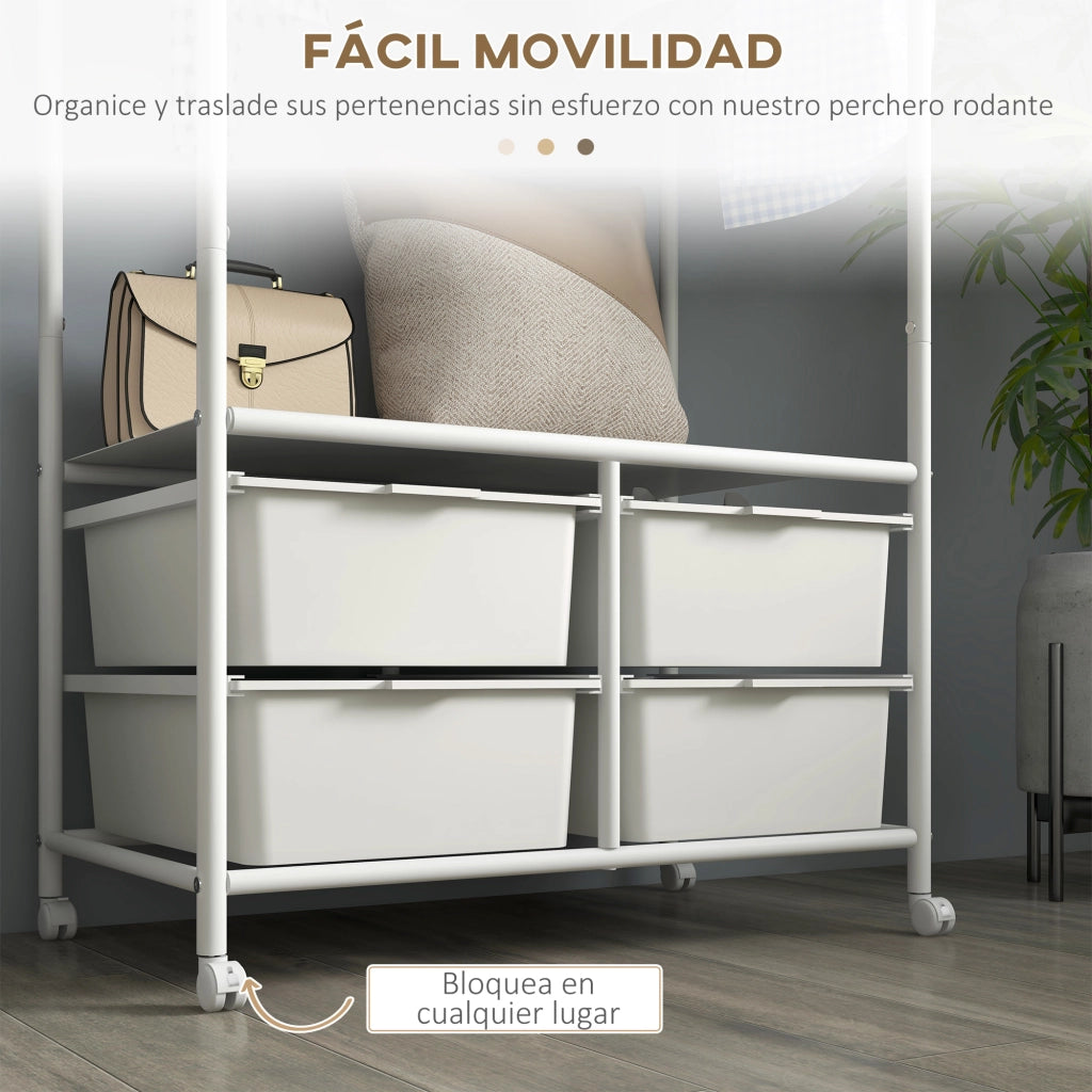Appendiabiti con scaffale e cestini per scarpe ¨C Zephmum ¨C Bianco 63x37x153 cm