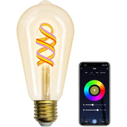 Trade Shop - Lampadina A Filamento Led Intelligente Wifi St64-sf E27 4,9w 1800lm Alexa Google -