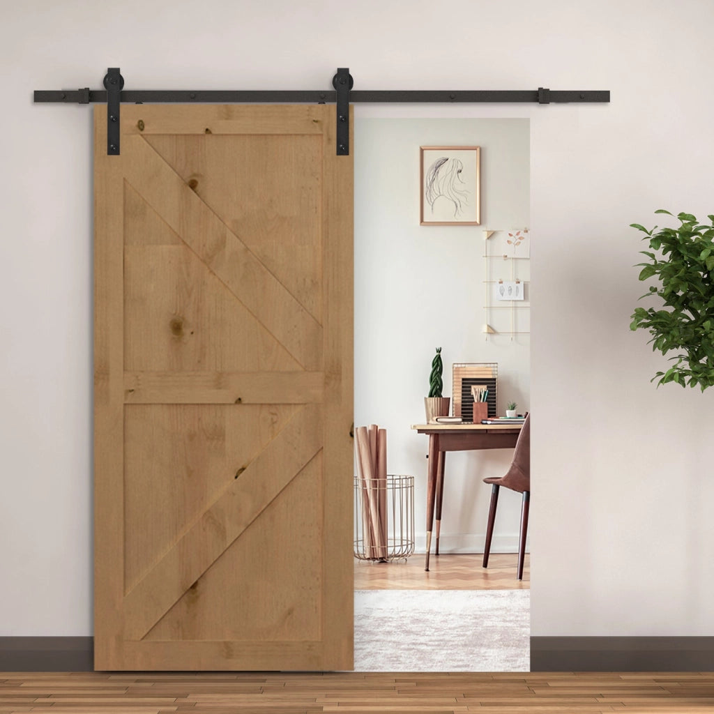 Binario per Porte Scorrevoli con Kit di Accessori Nero 200x4x0.6 cm