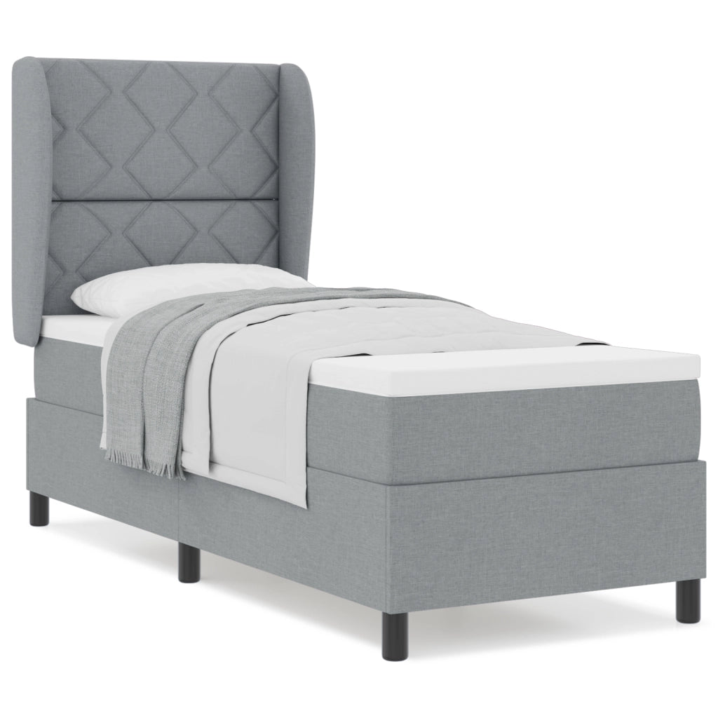 Letto a molle con materasso  in grigio chiaro, 80x200 cm, tessuto