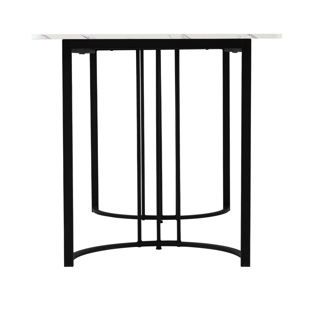 Tavolo da pranzo rettangolare in MDF con effetto marmo e piedi regolabili per cucina soggiorno e ufficio 140 × 80 cm