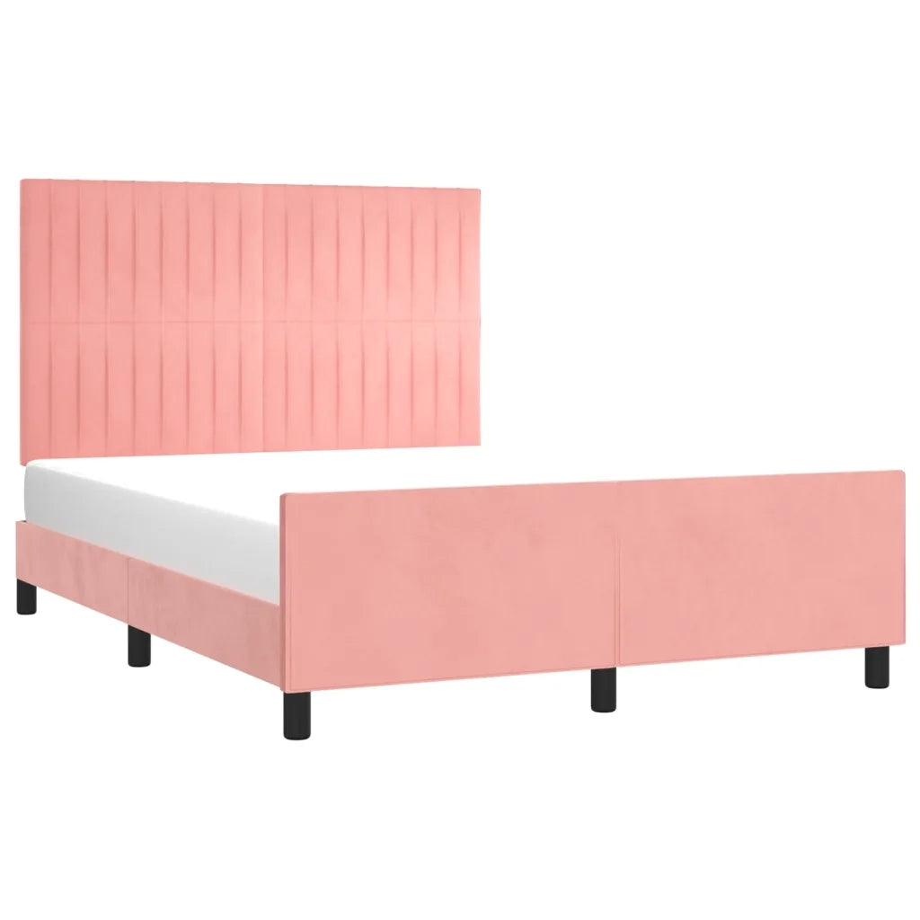 Giroletto con Testiera-Struttura Letto con testiera Rosa 140x200 cm in Velluto 633622