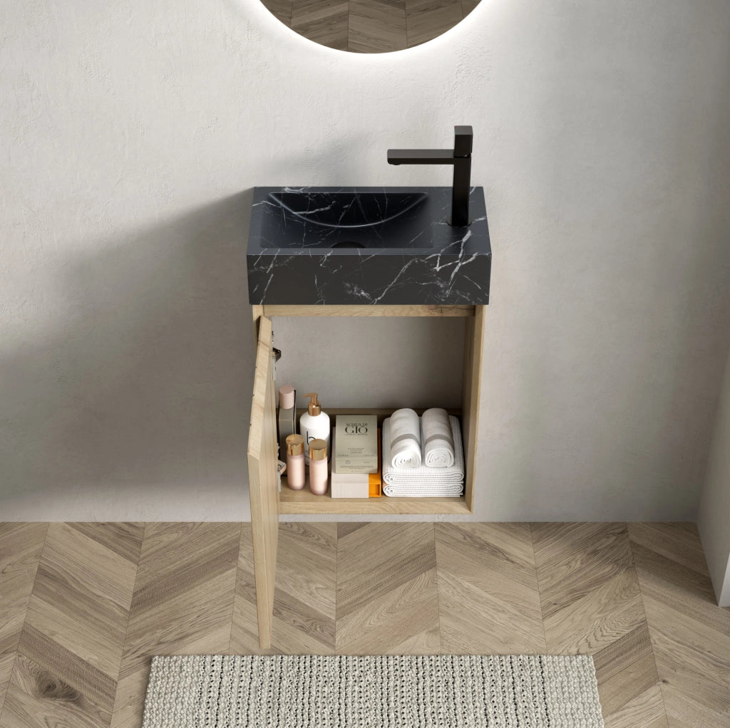 Mobile bagno compatto con lavabo integrato in marmo naturale