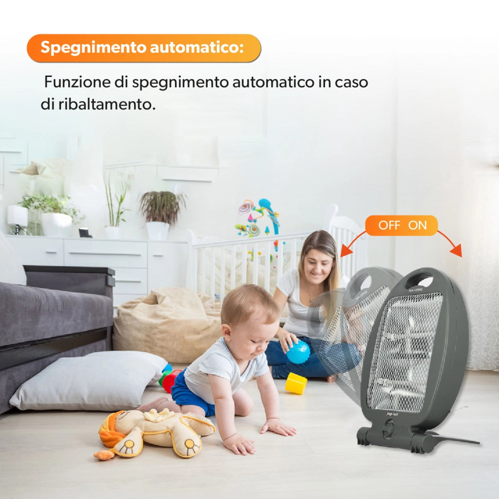 HIGH-TECH STUFA AL QUARZO 400-800 W PIEGHEVOLE 2 LIVELLI DI POTENZA CON SPEGNIMENTO AUTOMATICO