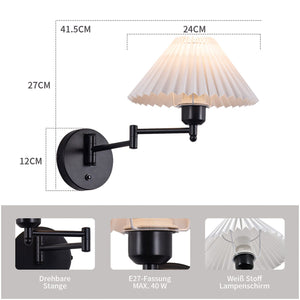 ZMH Applique da parete per interni in tessuto bianco E27 con paralume retrò per scala della camera da letto