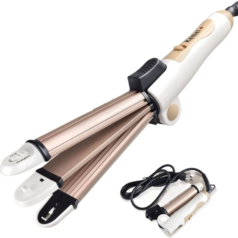 Trade Shop - Piastra Ceramica Arricciacapelli 3in1 Acconciatura Ricci Mossi Lisci Hairstyle -
