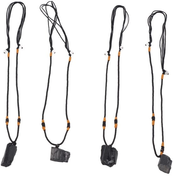 Collana a catenella a trentuno di perle di toermalina naturale - 4 pezzi - Hanger nera - Cintura adattabile 25-32 cm