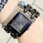 Trade Shop - Orologio Donna Da Polso Y&k Analogico Quarzo Moderno Casual Moda Bracciale Nero -
