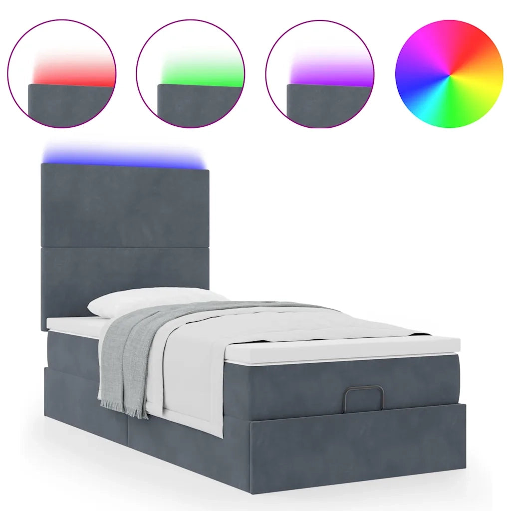 vidaXL Struttura Letto Pouf con Materassi 100x200 cm Velluto