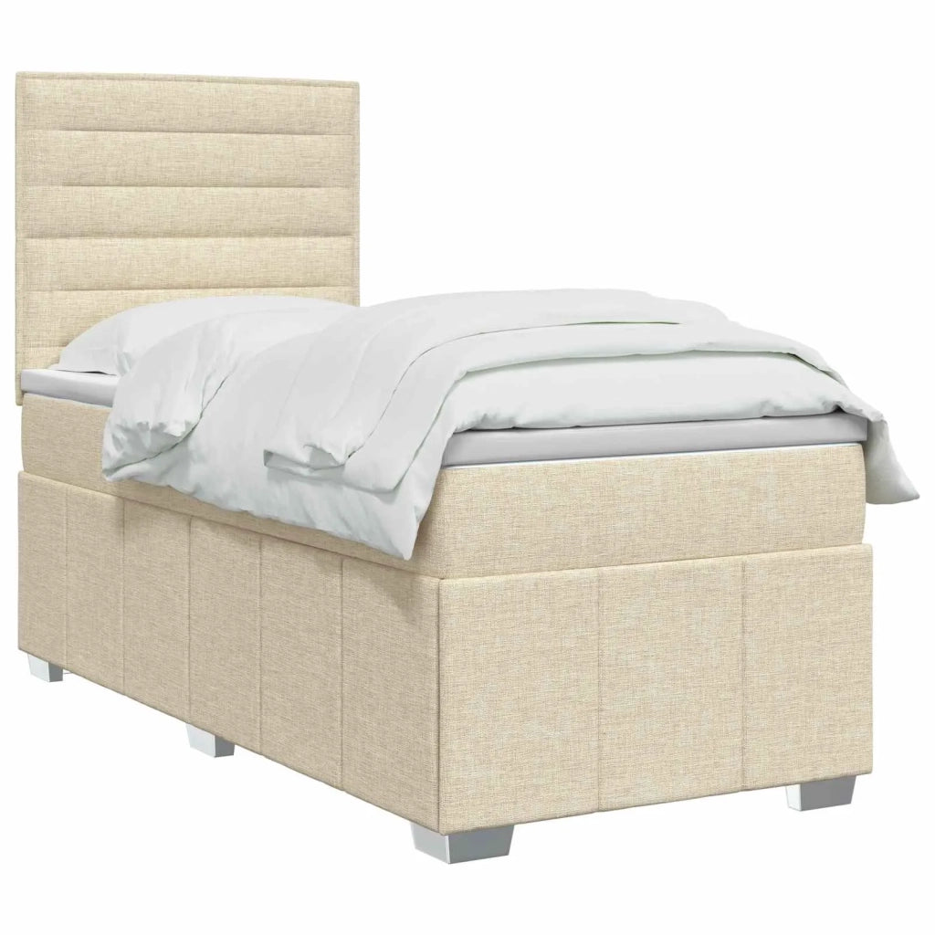 Letto box spring con materasso Crema 80 x 200 cm Tessuto 3454006