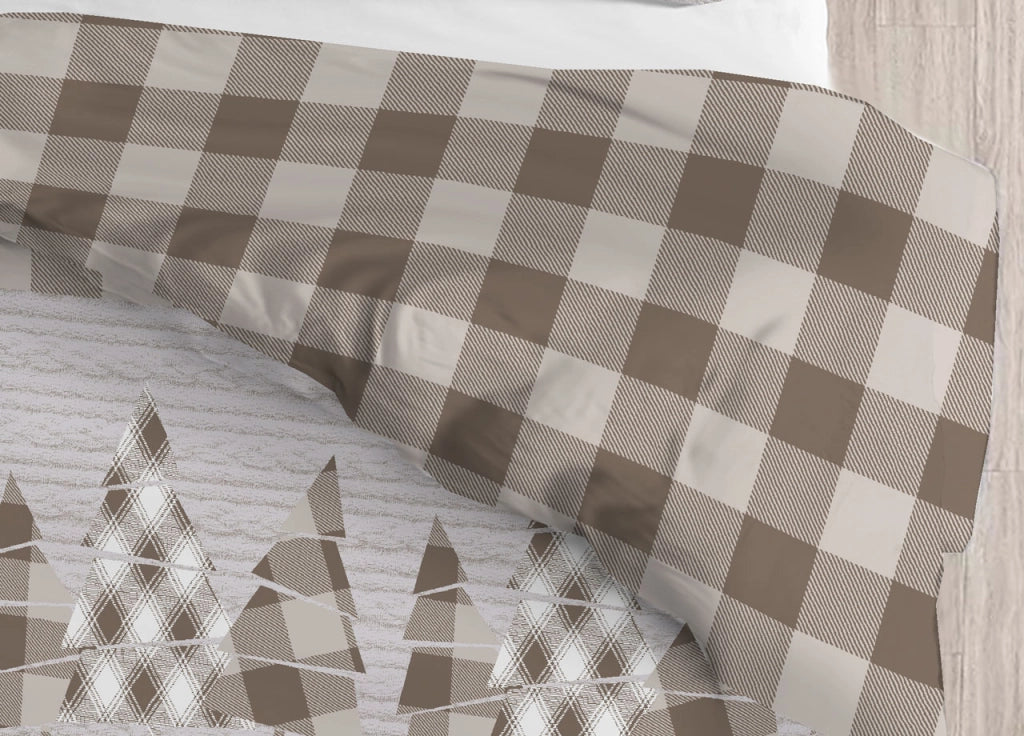 Copripiumino Sacco Piumone Cotone Flanella Pensieri Delicati Disegno Canada - Matrimoniale - Beige