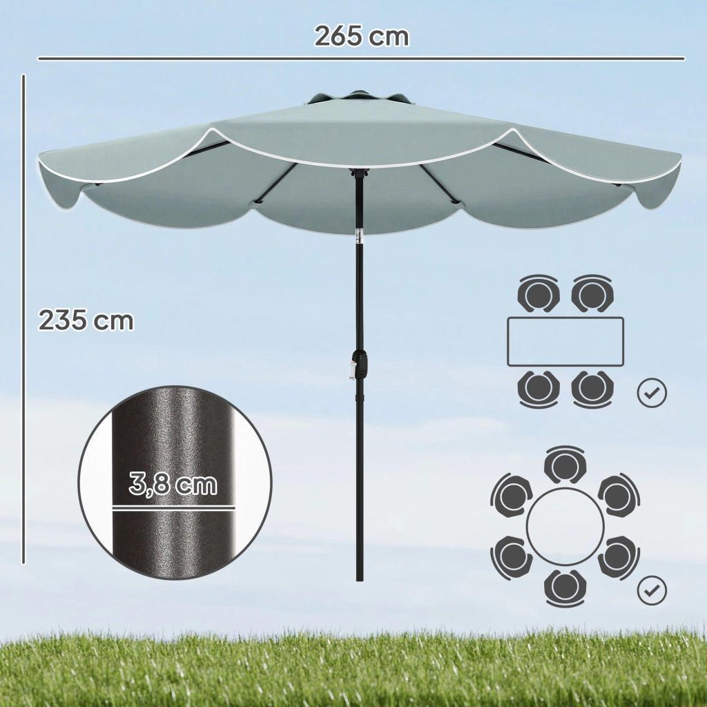 Ombrellone da Giardino Rotondo Inclinabile ¨C zephmum ¨C ¦µ265x235 cm, Blu