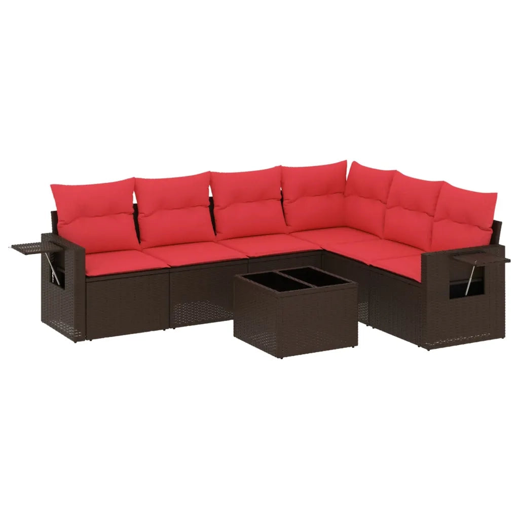 Set Divani da Giardino 7 pz con Cuscini Marrone in Polyrattan 3220223