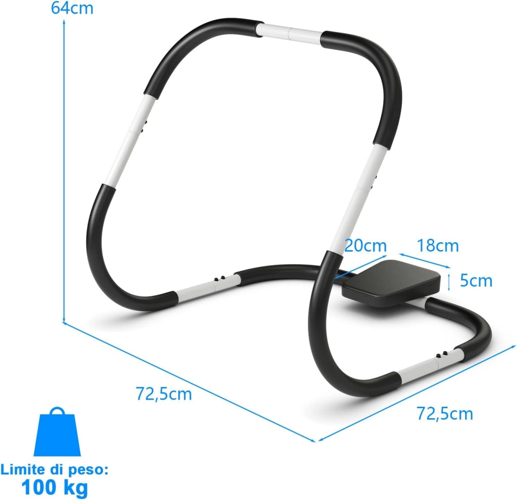 Addestratore per Addominali e Costato con Poggiatesta Imbottito, AB Trainer Ergonomico e Portatile per Allenamento della Forza e Assistente Posizione Seduta da Casa e Palestra