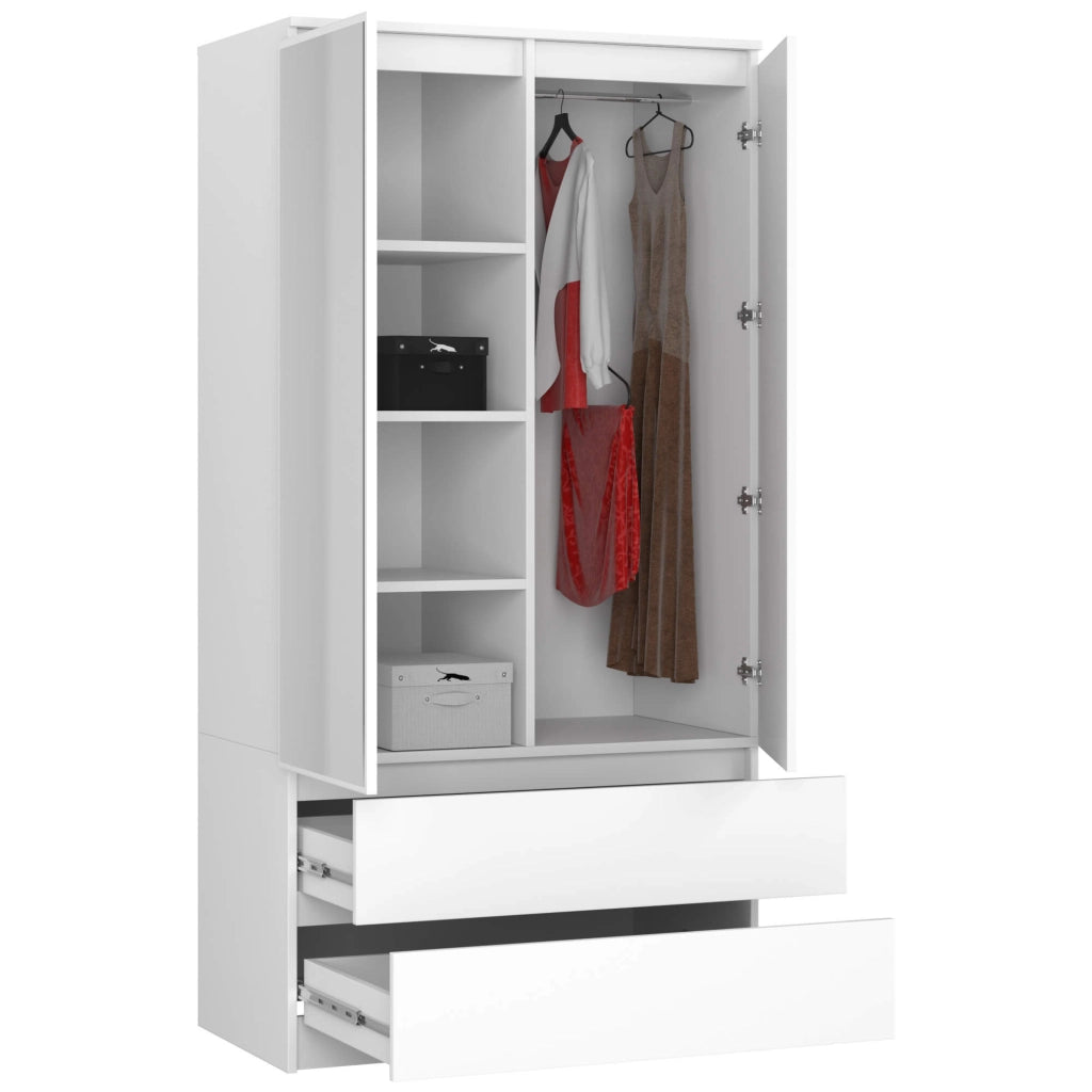 Armadio AKORD S90 Bianca 90 cm 2 ante 2 cassetti 90x51x180 cm