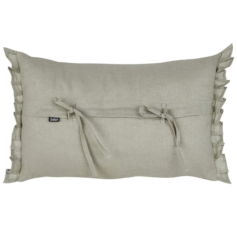 Set di 2 cuscini decorativi in lino grigio chiaro 30 x 45 cm con balze e fiocchi