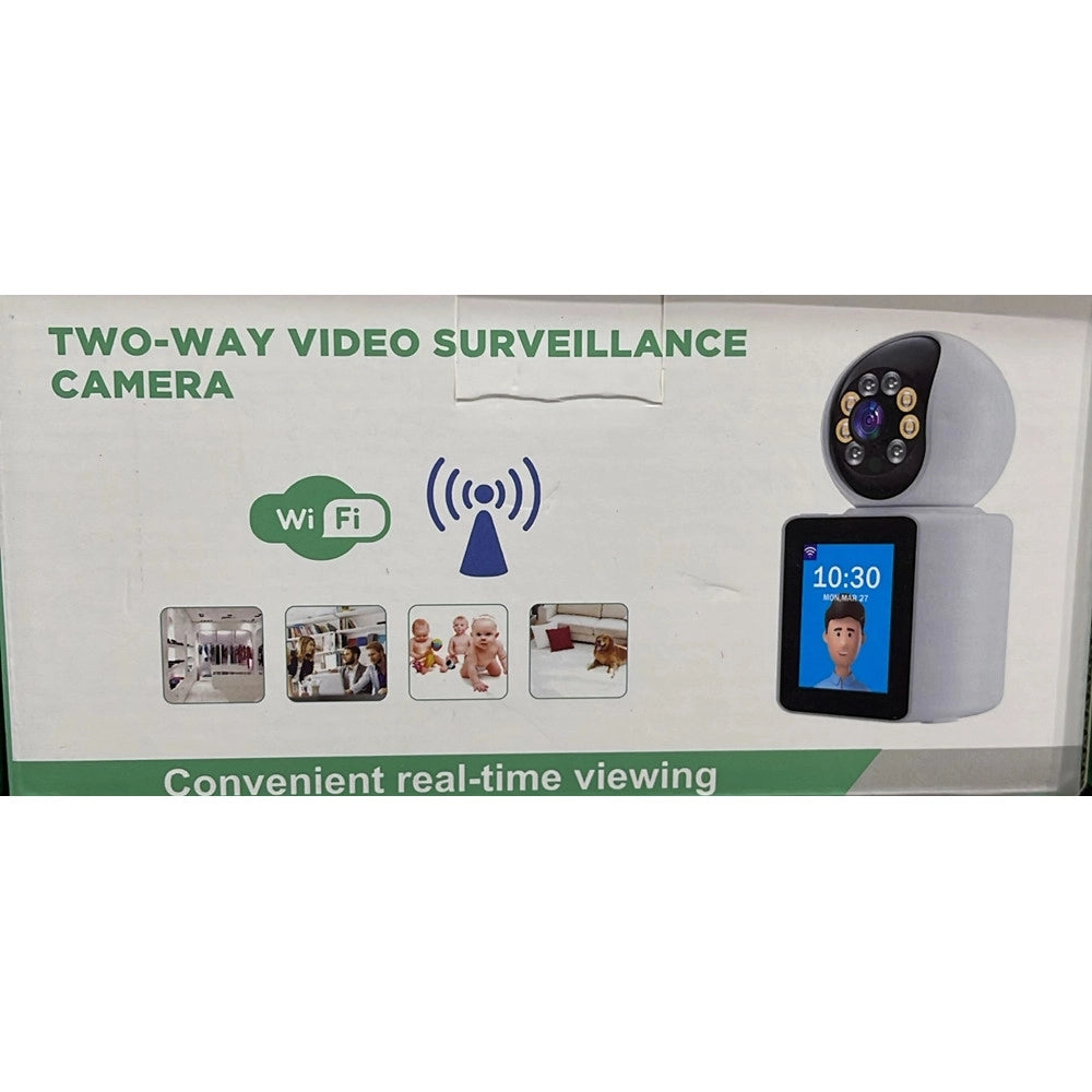 Trade Shop - Telecamera Di Videosorveglianza Wi-fi Bidirezionale A Due Vie Con Schermo Integrato -