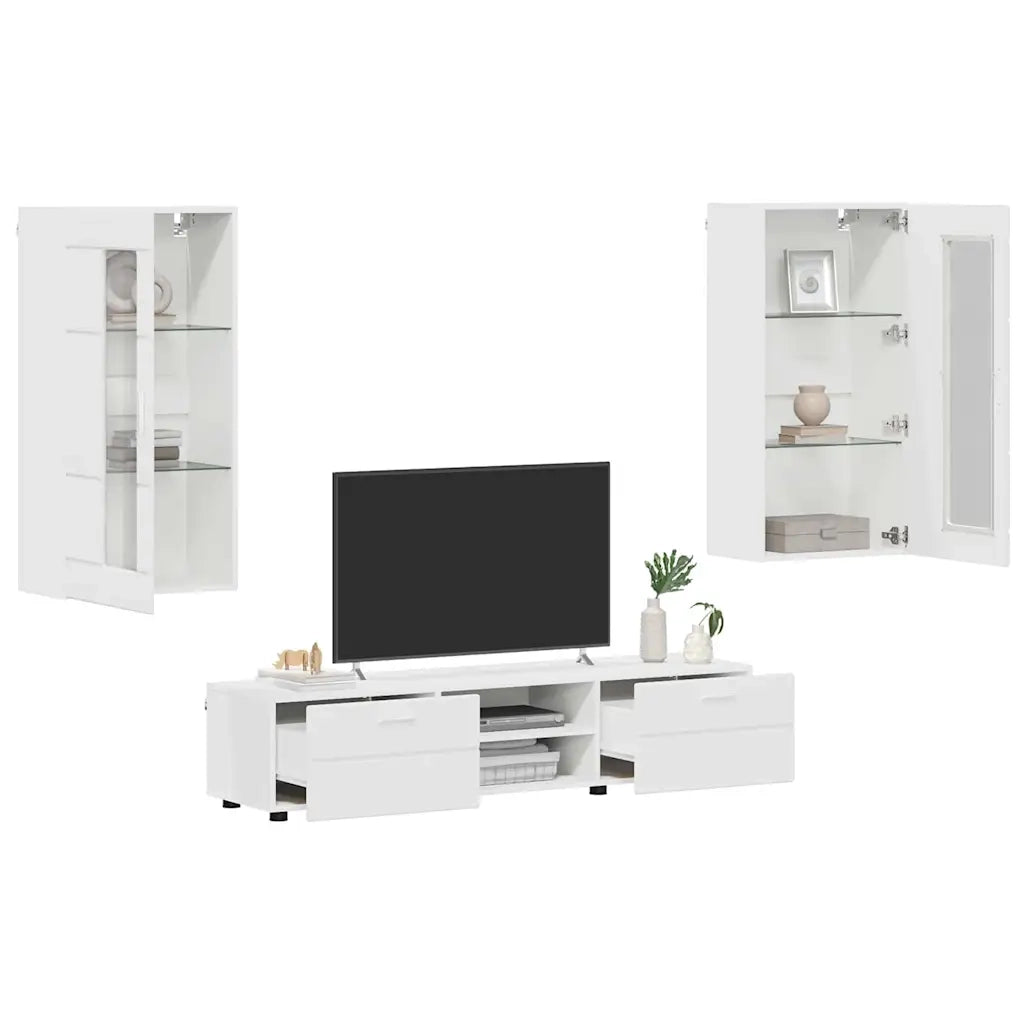 Set mobile TV con cassetto FLORIN Bianco Legno multistrato