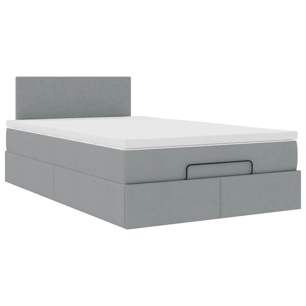 Pouf Letto con Materasso Grigio Chiaro 120x190 cm in Tessuto 3311359