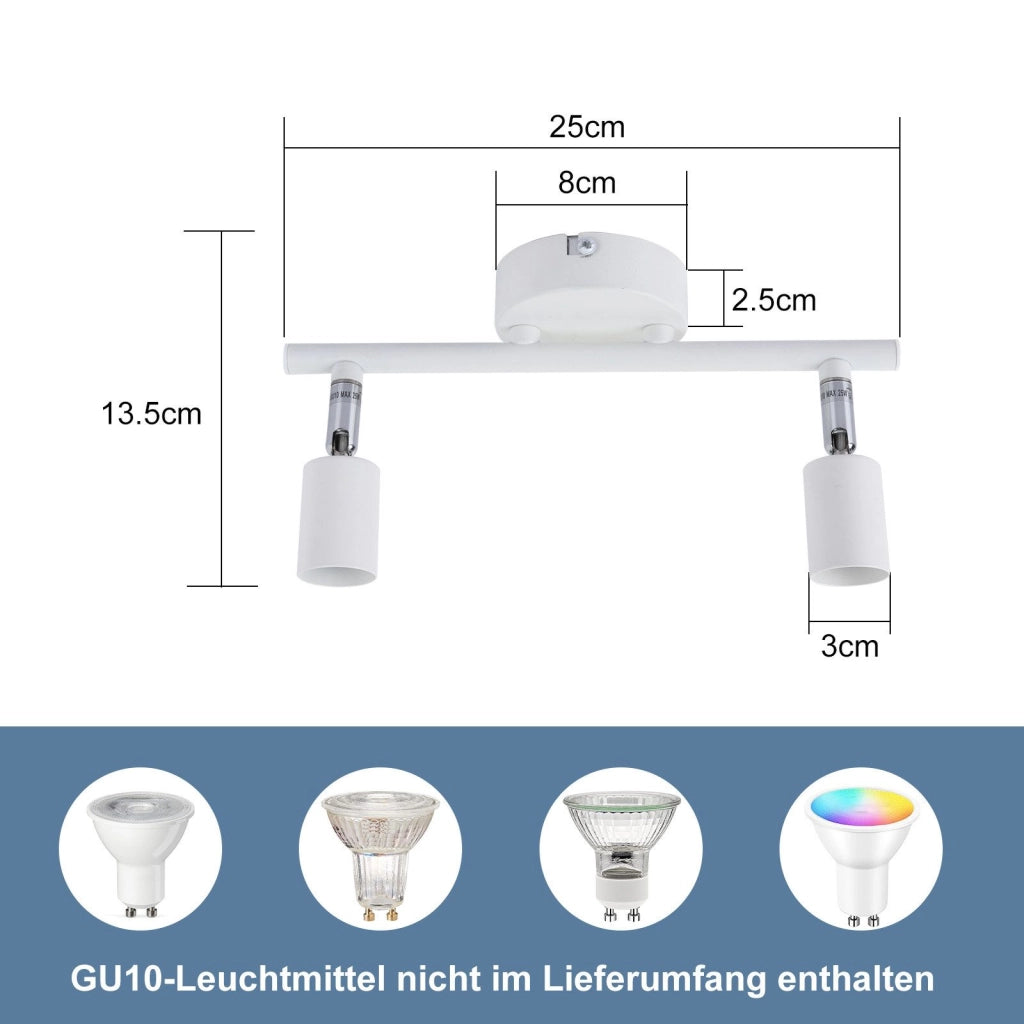 ZMH Faretto da soffitto bianchi orientabili 330° moderni GU10 per camera letto soggiorno interno