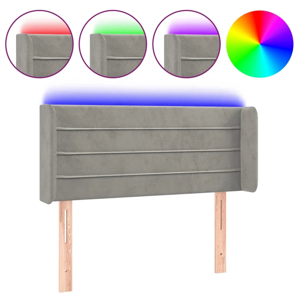 Testiera-Testata Decorativa Grigio Chiaro a LED 93x16x78/88 cm in Velluto 789221