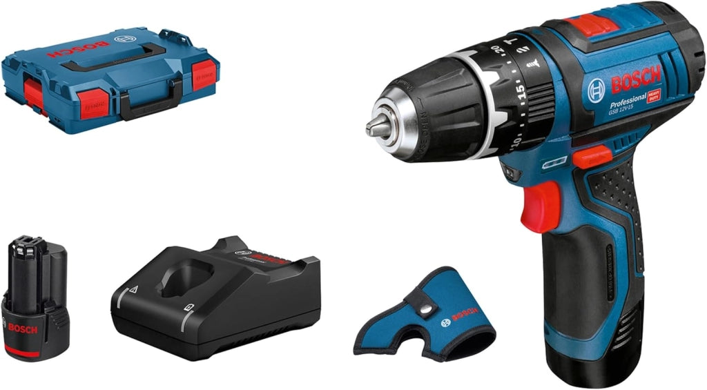 Bosch Professional 12V System Trapano-Avvitatore con Percussione a Batteria Gsb 12V-15, Batteria e Caricabatteria Non Include, in Scatola di Cartone