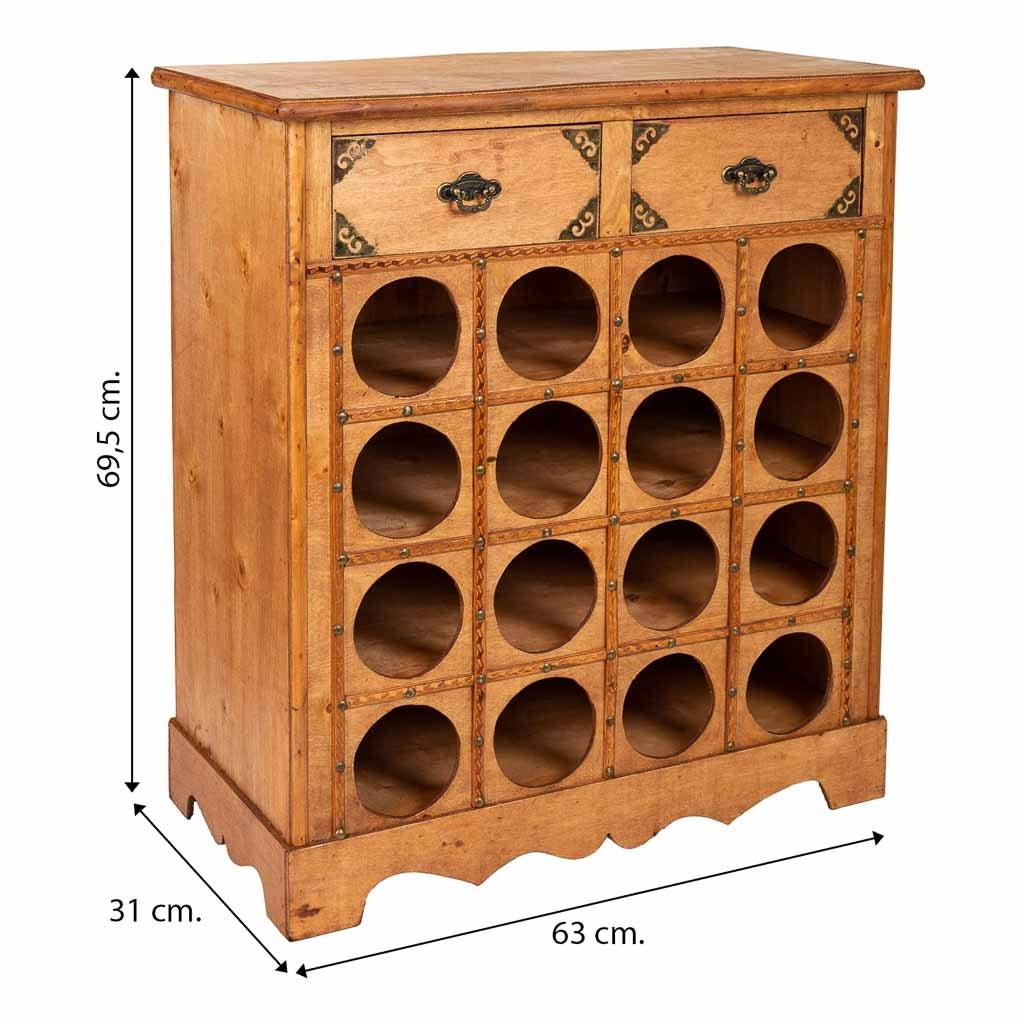 Mobile portavini in legno color miele 63x31x69,5h
