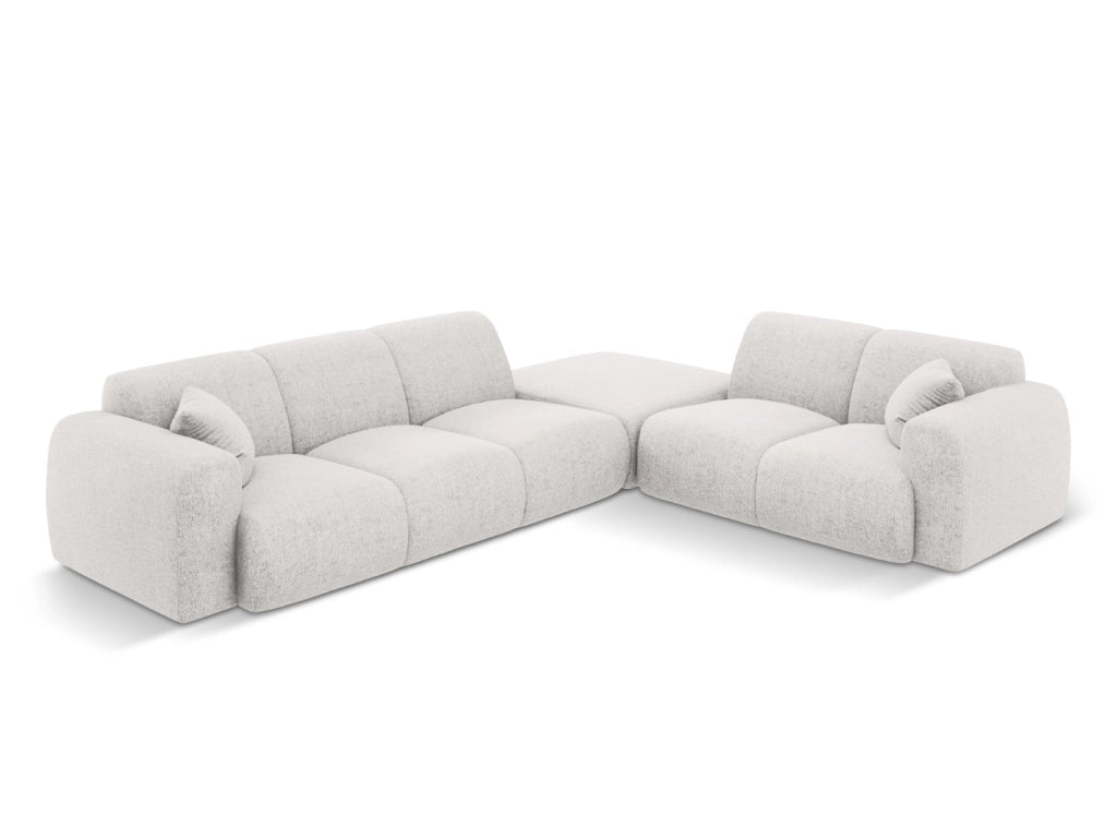 Cosmopolitan Design - Divano angolare destro "Nolio" 4 posti in ciniglia grigio chiaro 