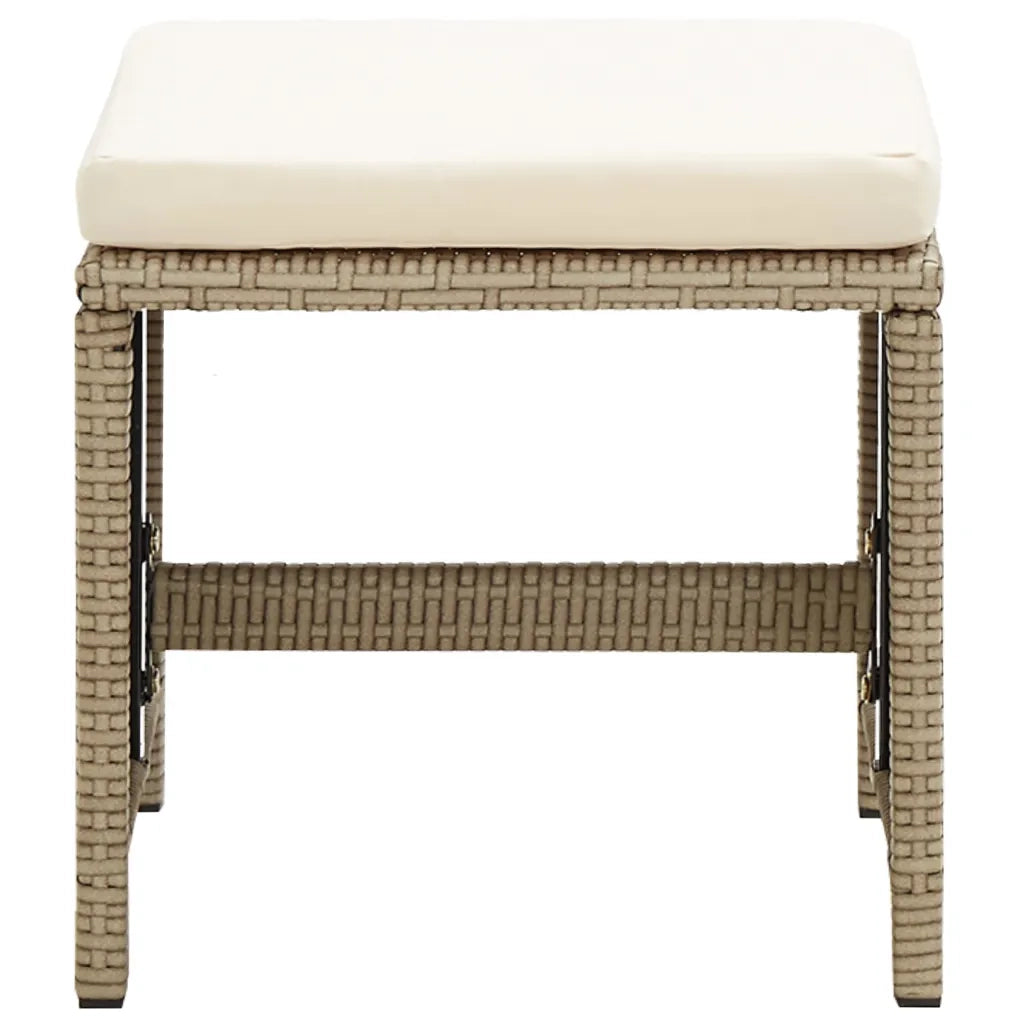 Sgabelli da Giardino 2 pz con Cuscini in Polyrattan Beige CFW7314481